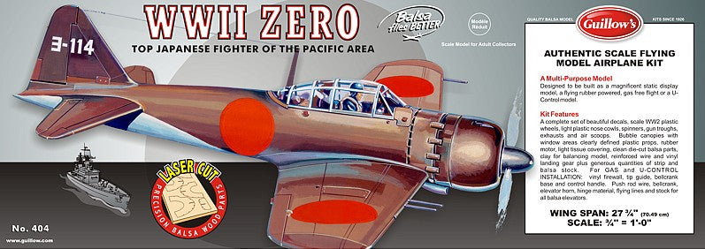 Guillows 404 1:16 Mitsubishi Zero 27-3/4