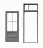 Tichy 8119 HO 39" x 92" Factory Door And Frame With Transom (Pack of 3)