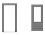 Tichy 8192 HO 72" x 80" Single Lite Double Door w/Separate Frame (Pack of 2)