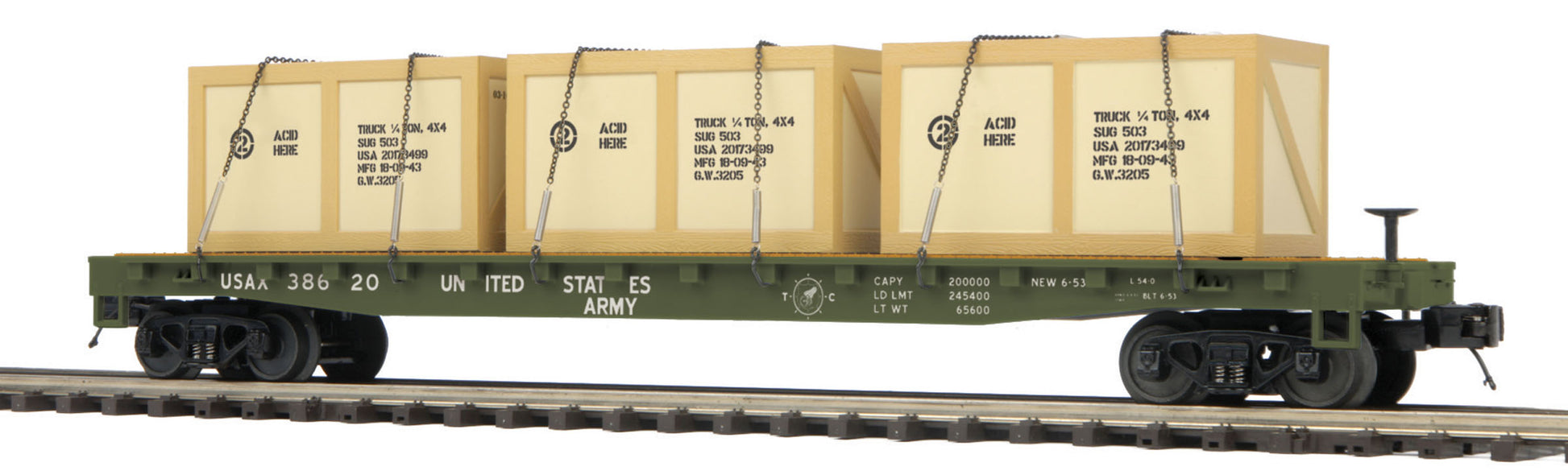 MTH 20-98998 O US Army Flatcar w/Crates