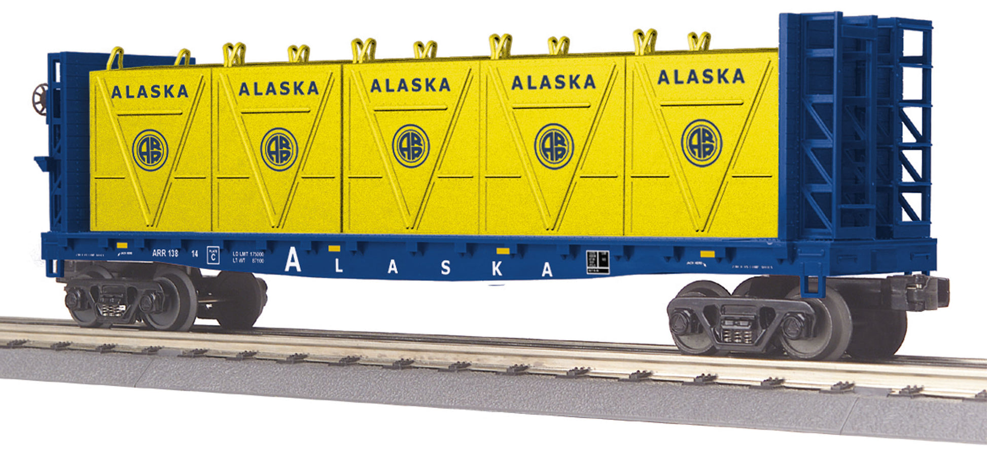 MTH 30-76564 O Alaska Bulkhead Flat w/LCL Containers