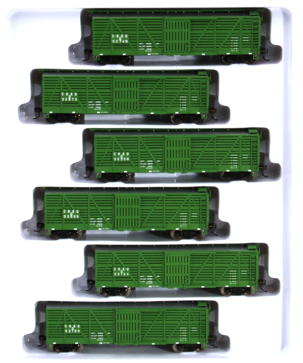 Walthers 910-54501 HO Chicago, Burlington & Quincy 40' Stock Car 6-Pack