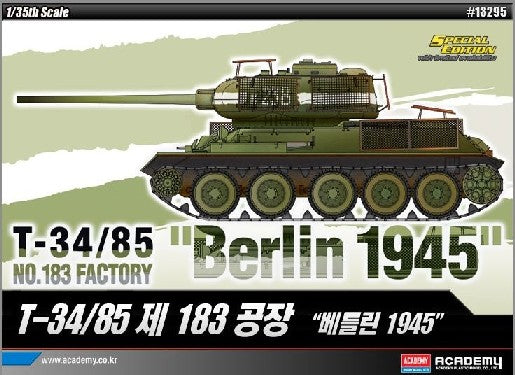 Academy 13295 1:35 T34/85 No.183 Factory"Berlin 1945" Military Tank Model Kit