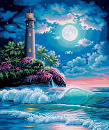 DIMENSIONS 91424 Lighthouse in Moonlight Paint By Number (16"x20")