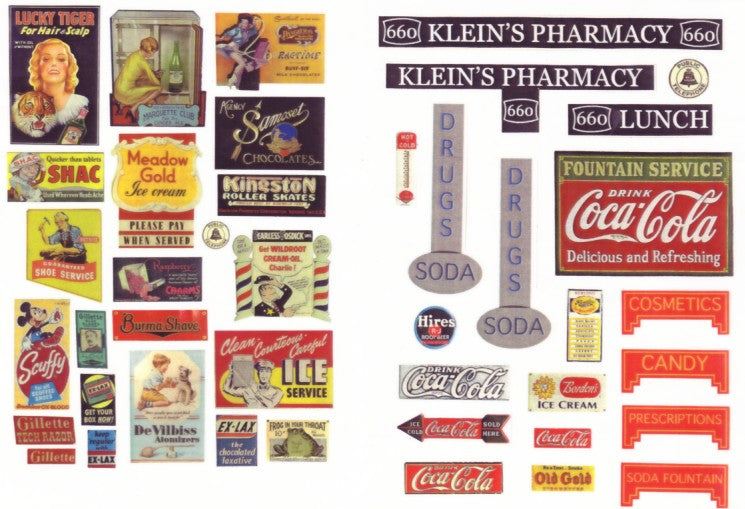 JL Innovative Design 242 HO 1930-1950 Drugstore & Pharmacy Signs (Set of 41)