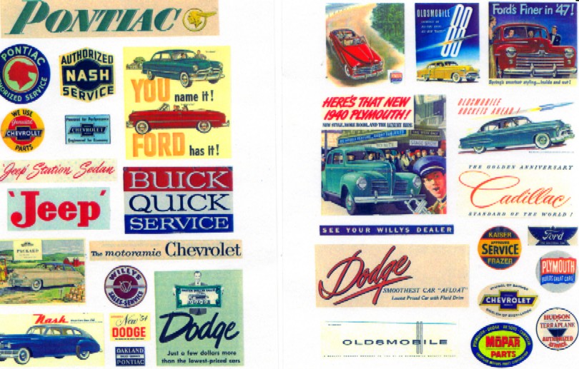 JL Innovative Design 247 HO 1940-1950 Vintage Auto Posters/Signs (Set of 31)