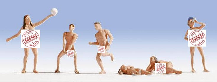 Noch 15844 HO Nude Bather/Swimmer Figures #2 (Set of 6)