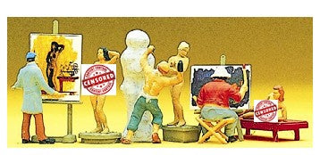 Preiser 10106 HO Artist/Sculptor & Nude Models Figures w/Accessories (Set of 6)