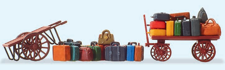 Preiser 17705 HO 2-Carts & Assorted Luggages
