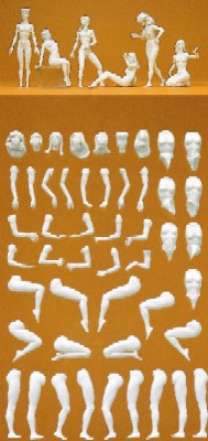 Preiser 58001 G Unpainted Eva Plastic Figure Kit (Set of 7)