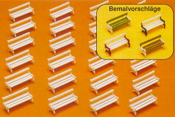 Preiser 79565 N Park Benches Unpainted Plastic Model Kit (Set of 24)