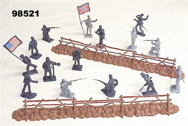 Playsets 98521 54mm Gettsyburg Fence & Union/Confederate Figure Playset (55)