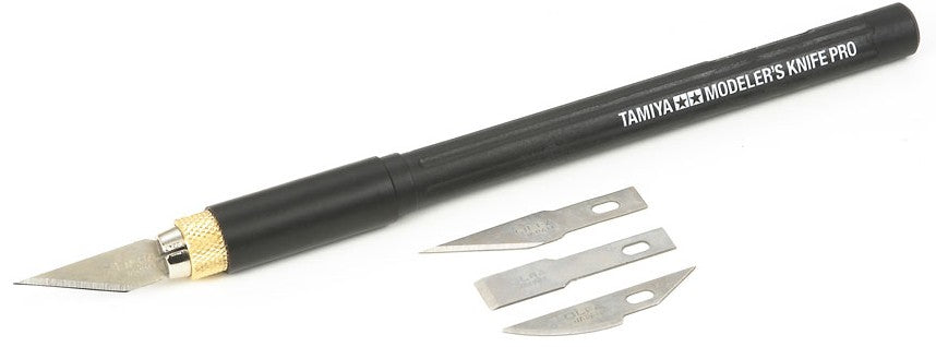 Tamiya 74098 Modeler's Knife Pro w/3 Straight, 2 Curved & 2 Chisel Blades