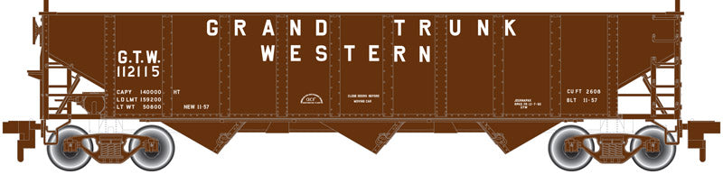 Atlas 20002920 HO Grand Trunk Western 70 Ton 3-Bay Open Hopper #112115
