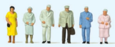 Preiser 14116 HO Standing Senior Citizen Passengers Figures (Set of 6)