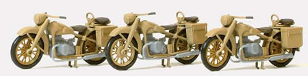 Preiser 16572 HO BMW R 12 Motorcycle Plastic Model Kit (Pack of 3)