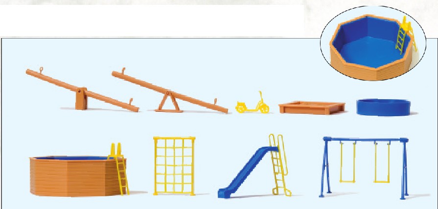 Preiser 17351 HO Playground & Garden Play Equipment Plastic Model Kit