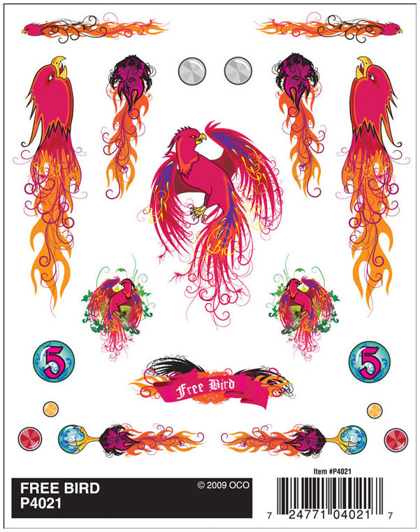 PineCar P4021 Free Bird Dry Transfer Decals