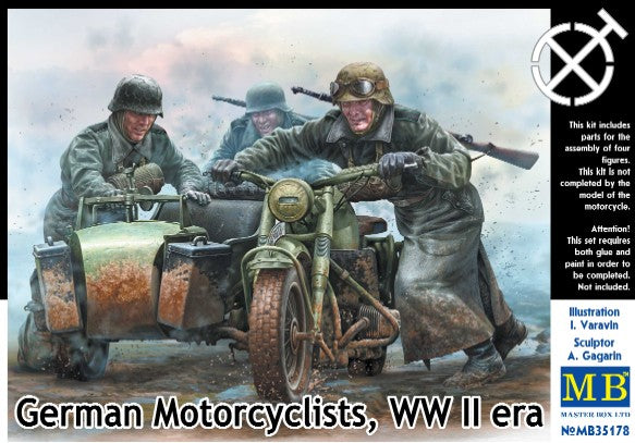 Master Box Models 35178 1:35 German Motorcyclists WWII Era Figure Kit