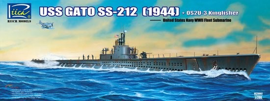 Riich Models 20002 1:200 USS Gato SS212 Submarine w/Floatplane Plastic Kit