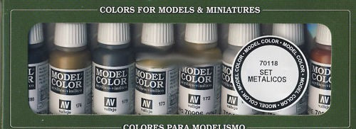 Vallejo Paint 70118 Metallics Model Color Acrylic Paints (Set of 8)