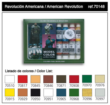 Vallejo Paint 70148 American Revolution Model Color Acrylic Paints (Set of 16)