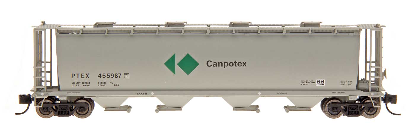 InterMountain 65214 HO Canpotex 59' 4-Bay Cylindrical Covered Hopper Car