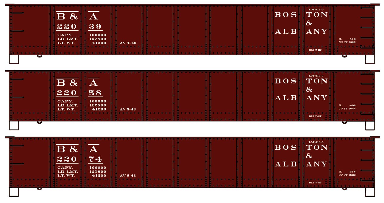 Accurail 37754 HO Boston and Albany 41' Steel Gondola (Set of 3)