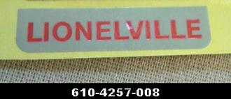 Lionel 4257-8 Sign/Adhesive/Lionelville