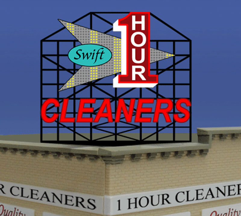 Miller Engineering 441702 HO/N Swift One Hour Cleaners Rooftop Billboard Small