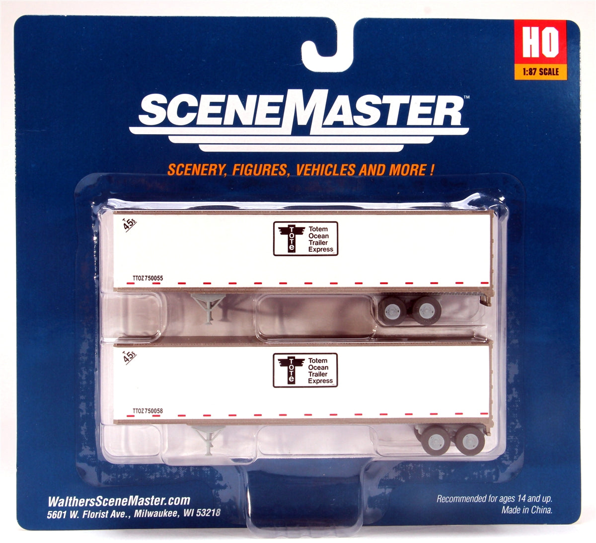 Walthers 949-2202 HO TOTE 45' Stoughton Trailer 2-Pack Assembled #750055 750058