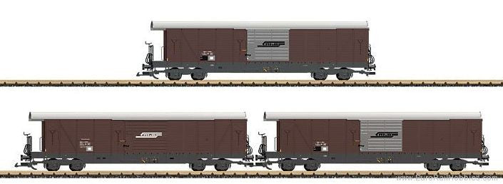 LGB 40080 G Rhaetian Railroad RhB Type Gak-v Boxcar 3-Pack - Ready to Run
