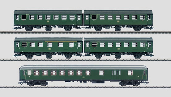 Marklin 43194 HO German Federal Railroad DB Rebuilt & Half-Baggage Passenger Set