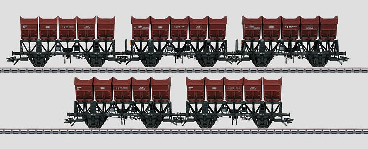 Marklin 46353 HO German Federal Railroad DB Type F-z 120 2-Axle Dump Car 5-Pack
