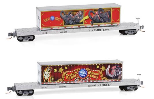 Micro-Trains 52400130 N Ringling Bros. & Barnum & Bailey 60' Flatcar w/ Load