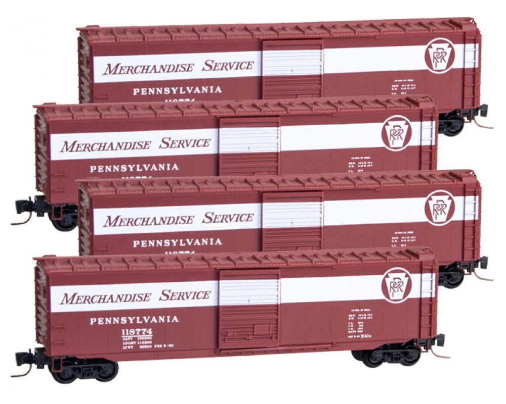 Micro-Trains 99400081 Z Pennsylvania Railroad 50' Boxcar RTR Runner (Pack of 4)
