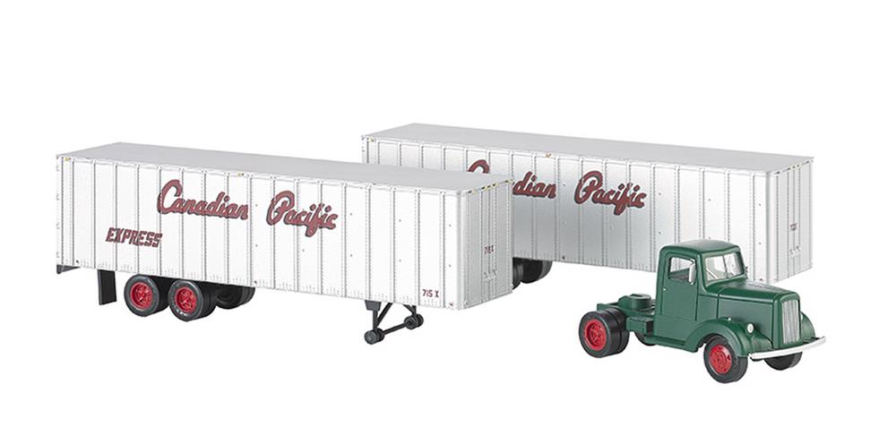 Bachmann 42233 HO Canadian Pacific Green Truck Cab with 2 Piggyback Trailers