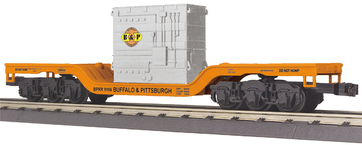 MTH 30-76577 O Buffalo & Pittsburgh Dep. Center Flatcar w/Transformer Load #9105