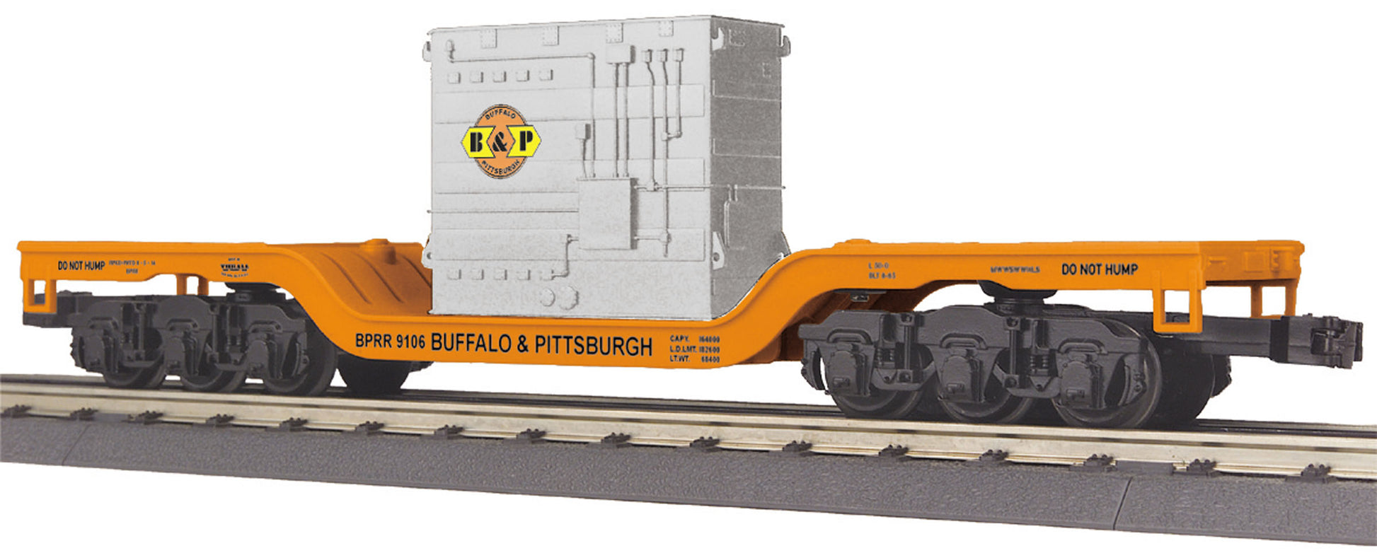MTH 30-76577 O Buffalo & Pittsburgh Dep. Center Flatcar w/Transformer Load #9105