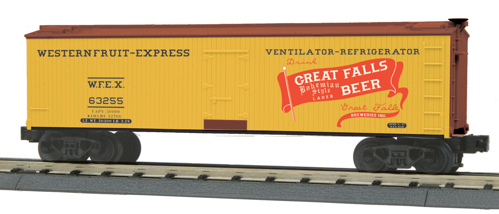 MTH 30-78175 O Great Falls Beer 40' Woodsided Reefer Car #63255