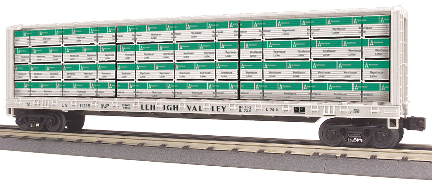 MTH 30-76595 O Lehigh Valley Center Beam Flatcar