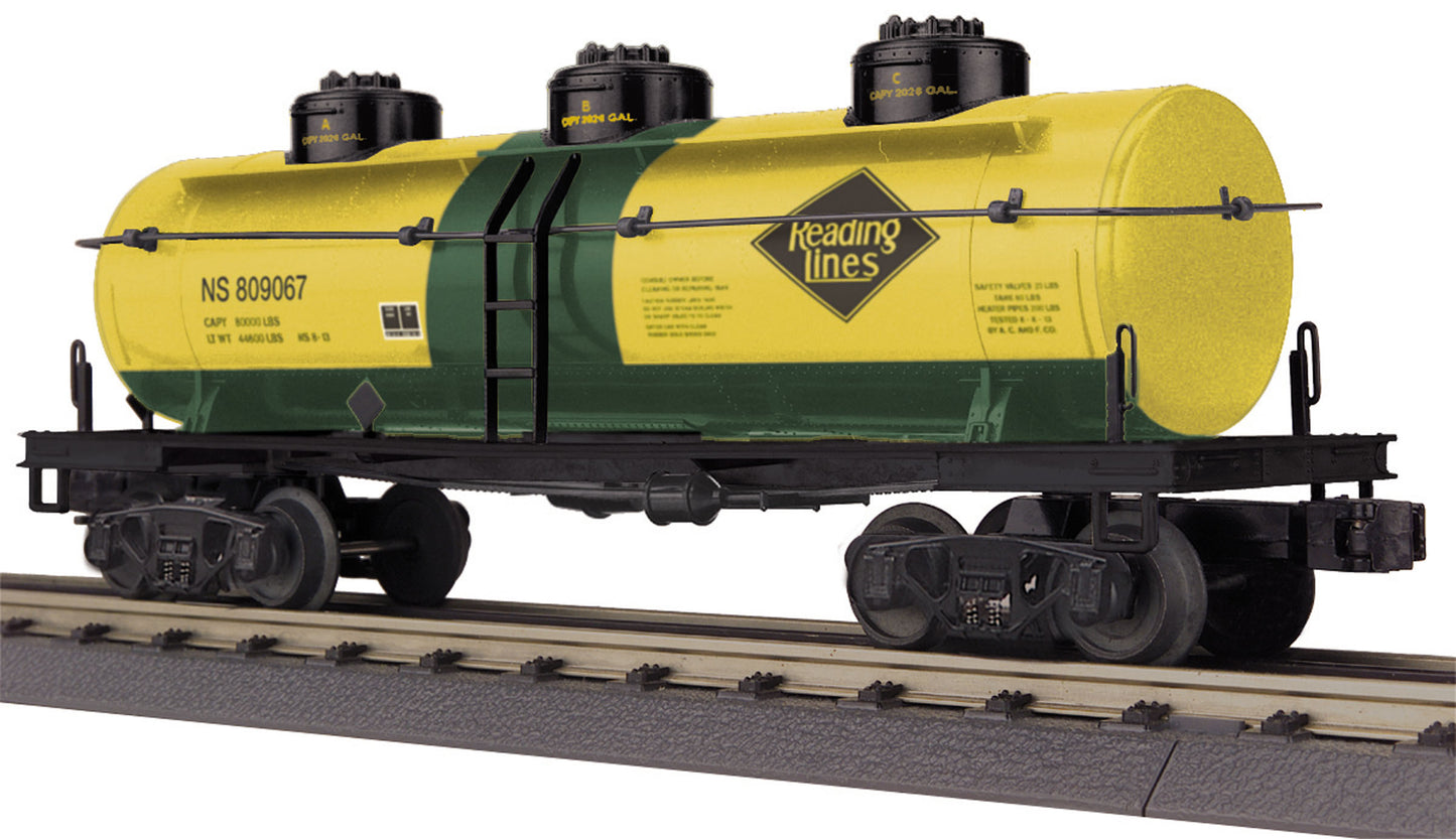 MTH 30-73440 O Gauge Reading 3-Dome Tank Car