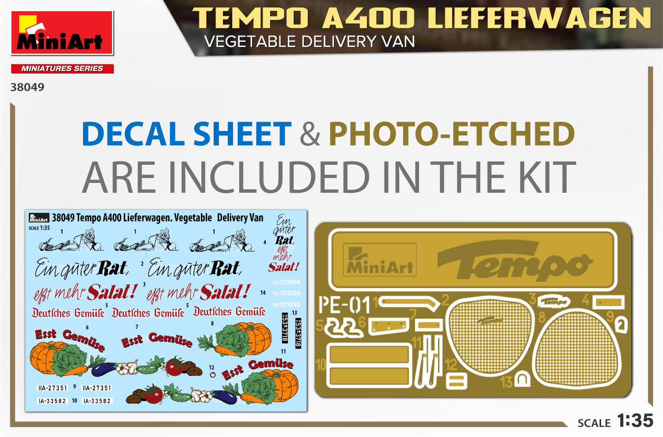 MiniArt 38049 1:35 Tempo A400 Lieferwagen Plastic Model Kit
