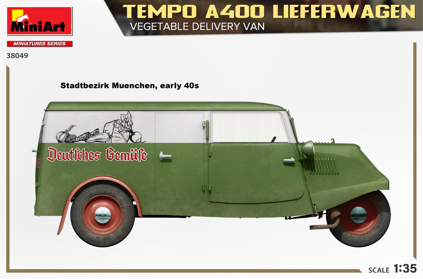 MiniArt 38049 1:35 Tempo A400 Lieferwagen Plastic Model Kit