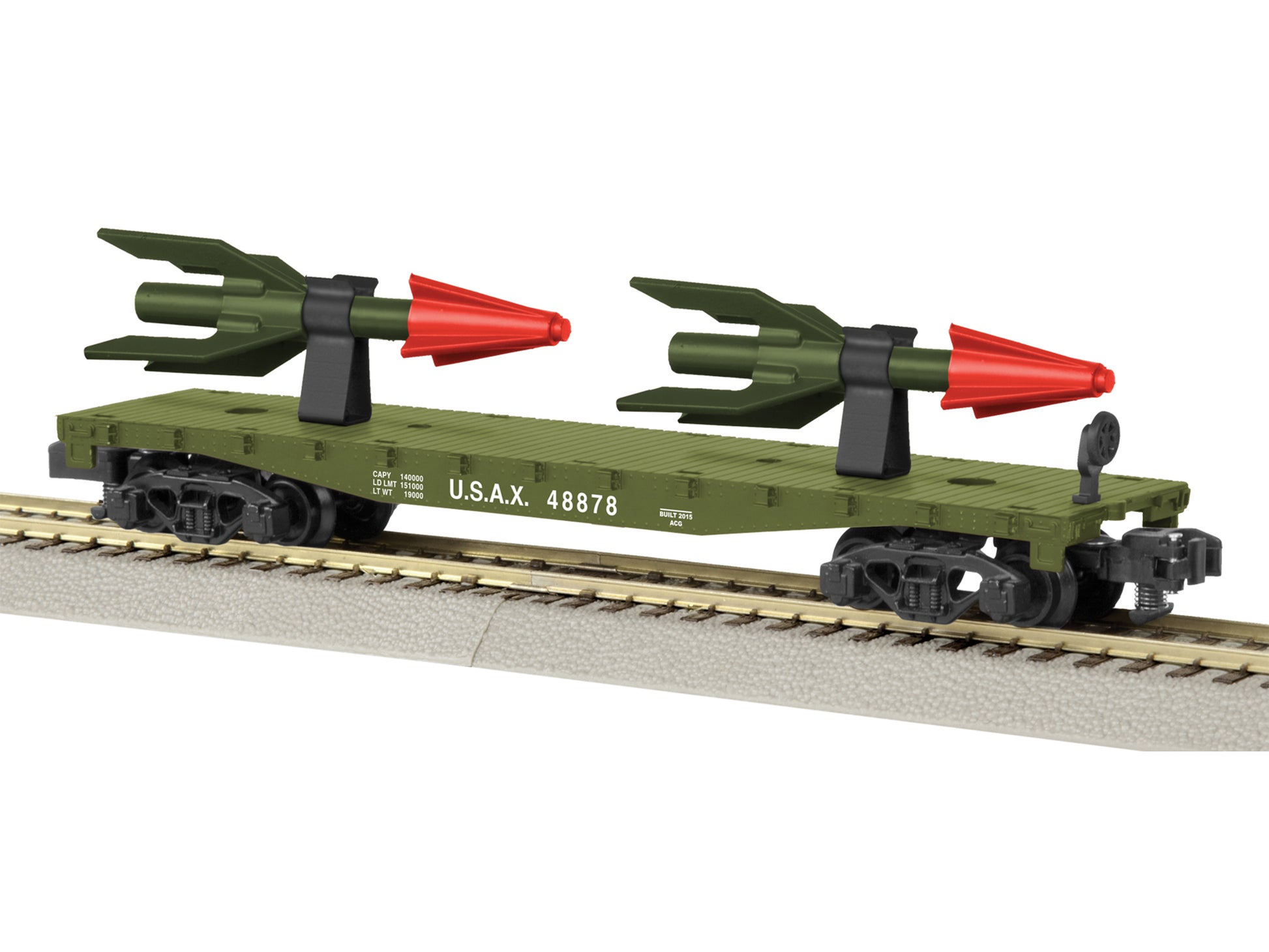 American Flyer 6-48878 S US Army Flatcar with Missile/Rocket Load RTR #48878