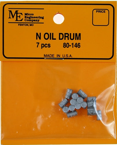 Micro Engineering 80-146 N White Metal Castings Oil Drums (Pack of 7)