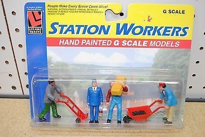 Life Like 1172 G Station Workers w/Wheelbarrow and Hand Truck