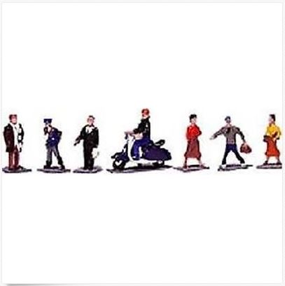 Life Like 1682 HO Townspeople with Motorcycle Figures (Set of 7)