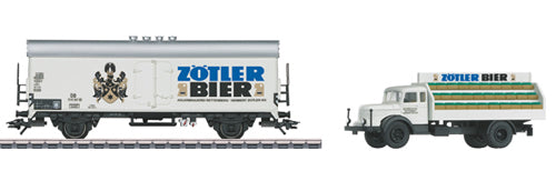 Marklin 48775 HO German Zötler Beer Refrigerator Car with Delivery Truck