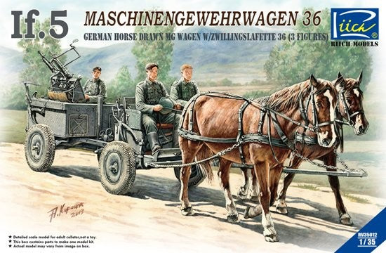 Riich Models 35012 1:35 German IF-5 Horse Drawn MG Wagon w/Zwillingslafette Kit
